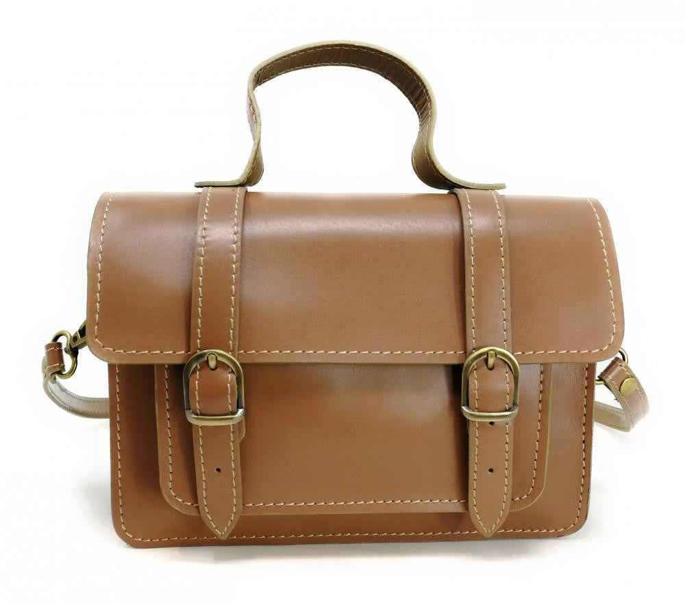 Sac à main en cuir lisse SAND Taupe clair