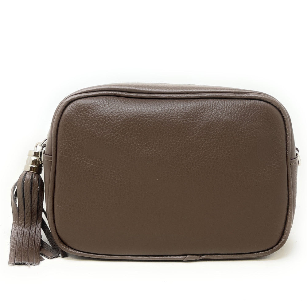 Sac à main en cuir grainé SEVILLE Taupe foncé