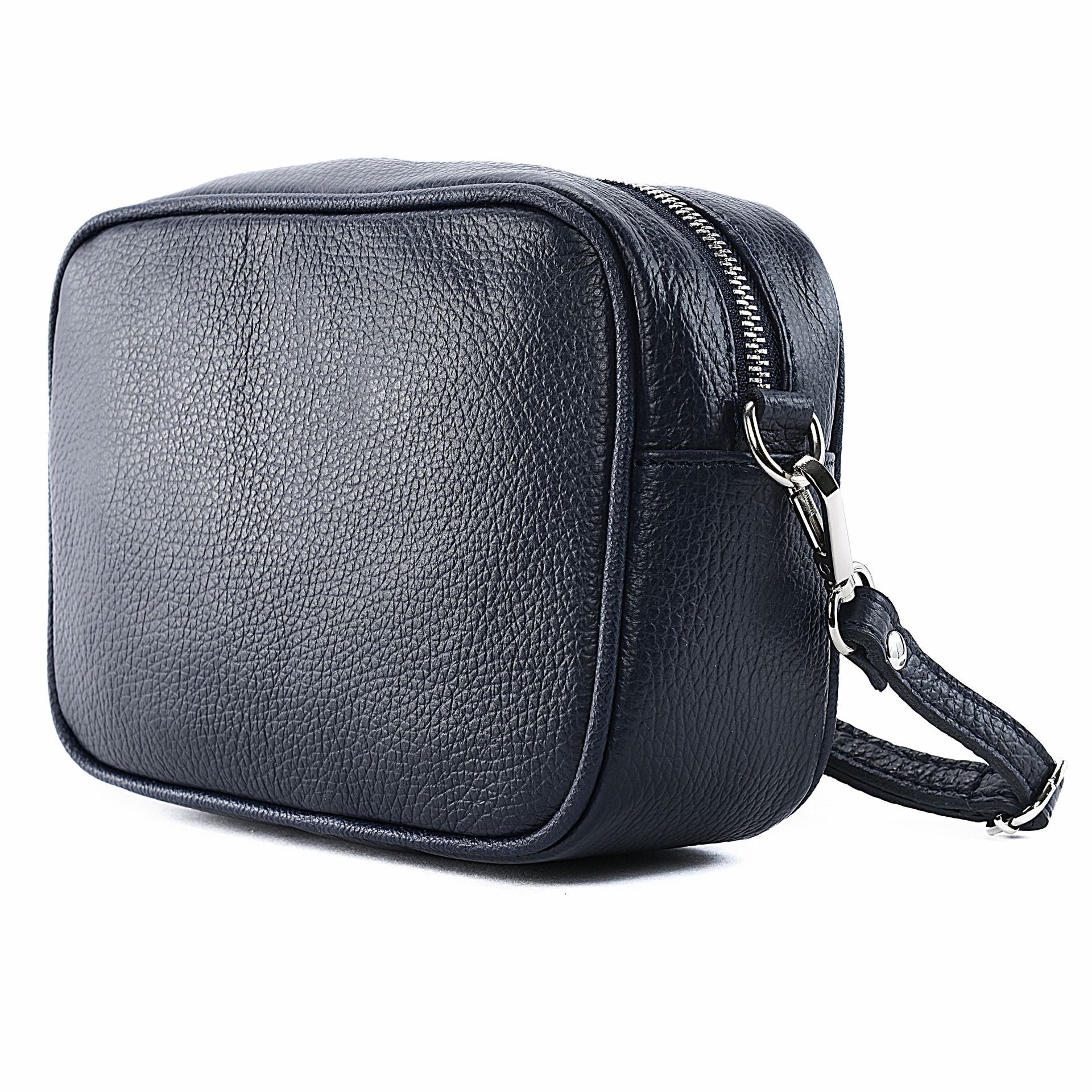 Sac à main en cuir grainé SEVILLE Bleu marine