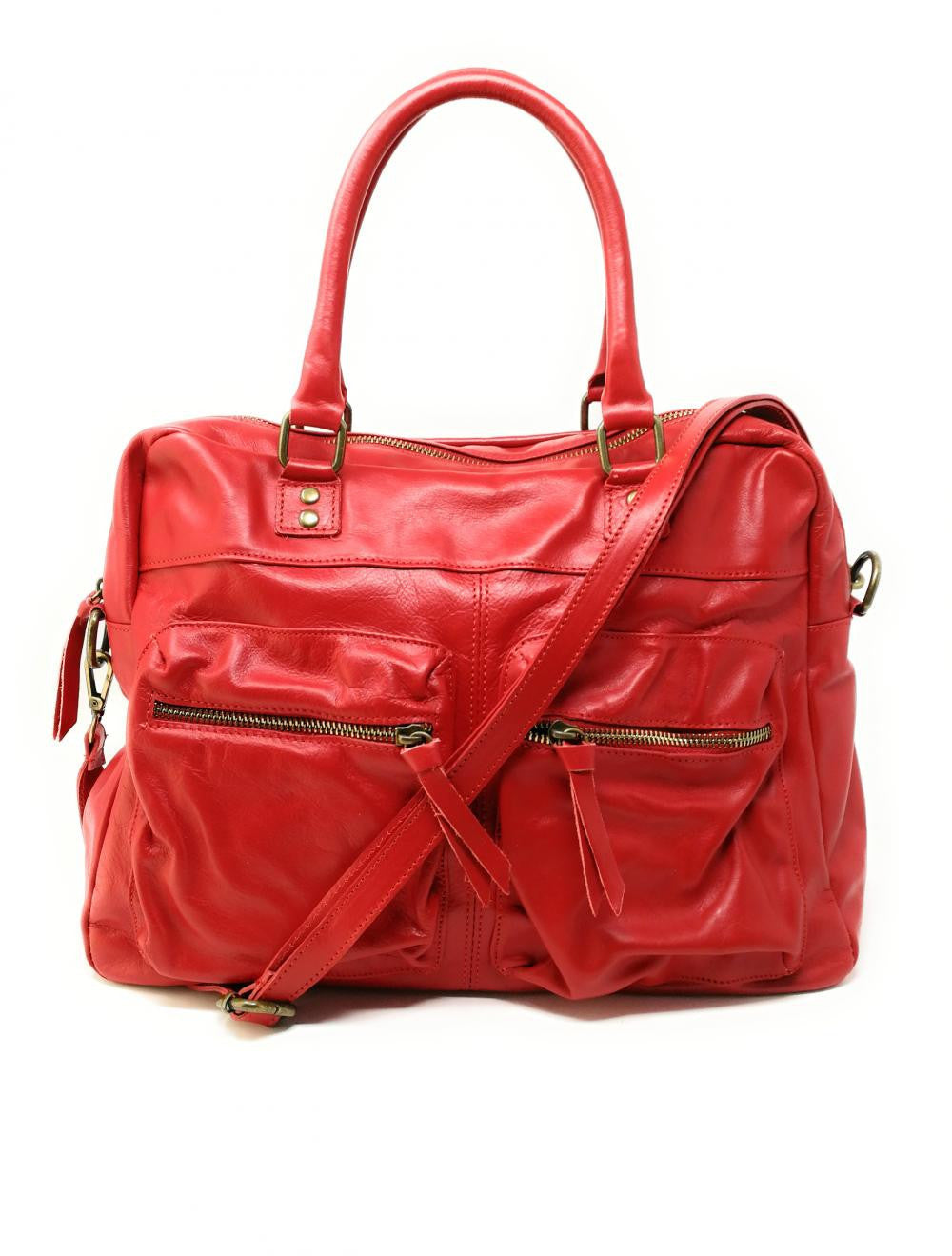 Sac à main en cuir lisse OMB MOSCOU Rouge garance