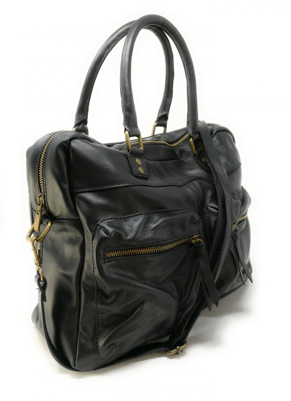 Sac à main en cuir lisse OMB MOSCOU Noir