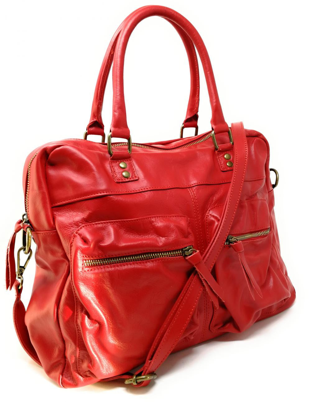 Sac à main en cuir lisse OMB MOSCOU Rouge garance