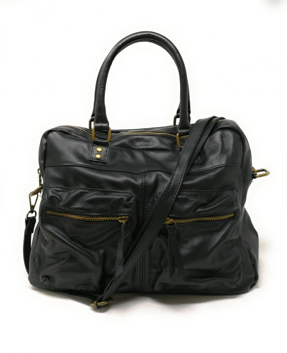 Sac à main en cuir lisse OMB MOSCOU Noir