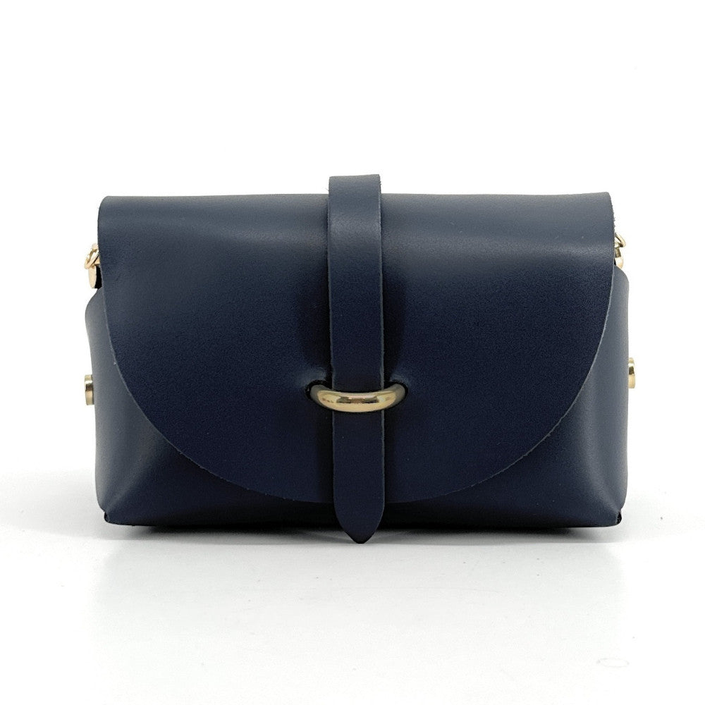 Mini sac à main en cuir lisse CANDY Bleu marine