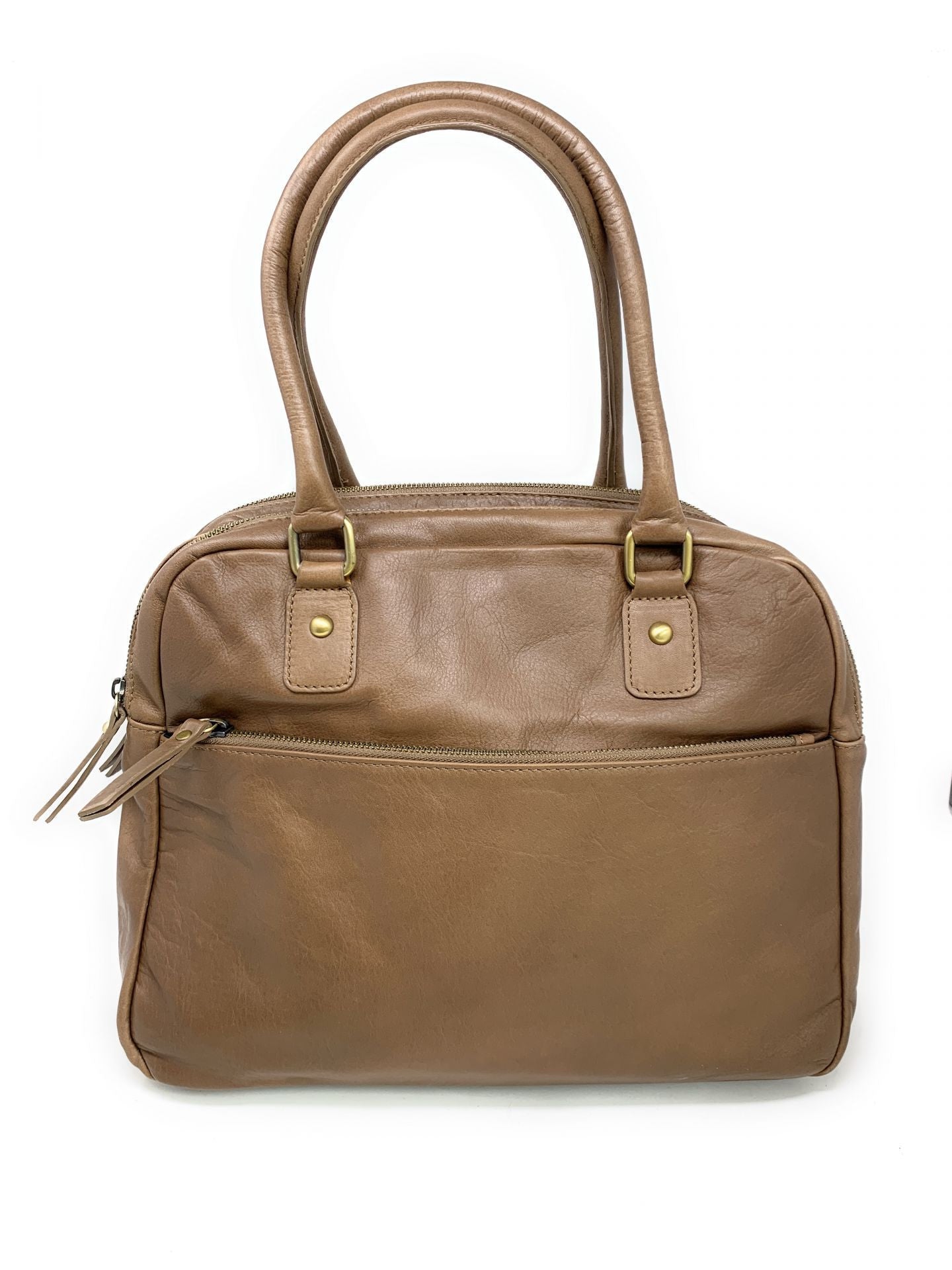 Sac bowling en cuir lisse VENDÔME Taupe foncé