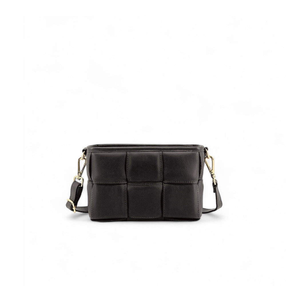 Sac à main boxy en cuir lisse tressé HALMA Chocolat