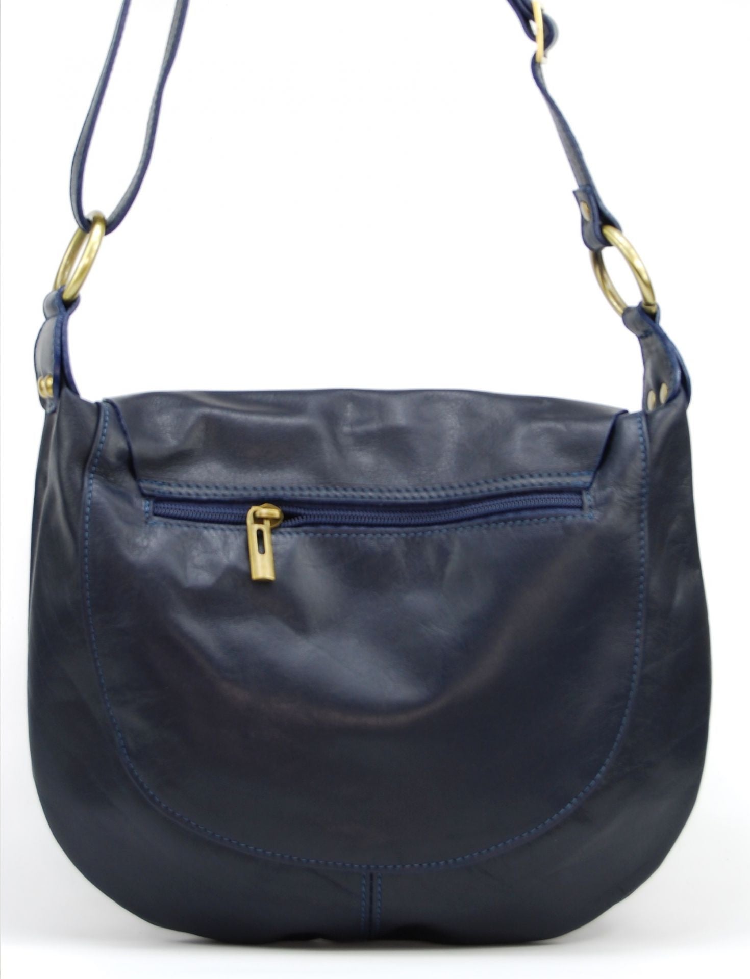 Sac besace en cuir lisse LITTLE PERLA Bleu marine