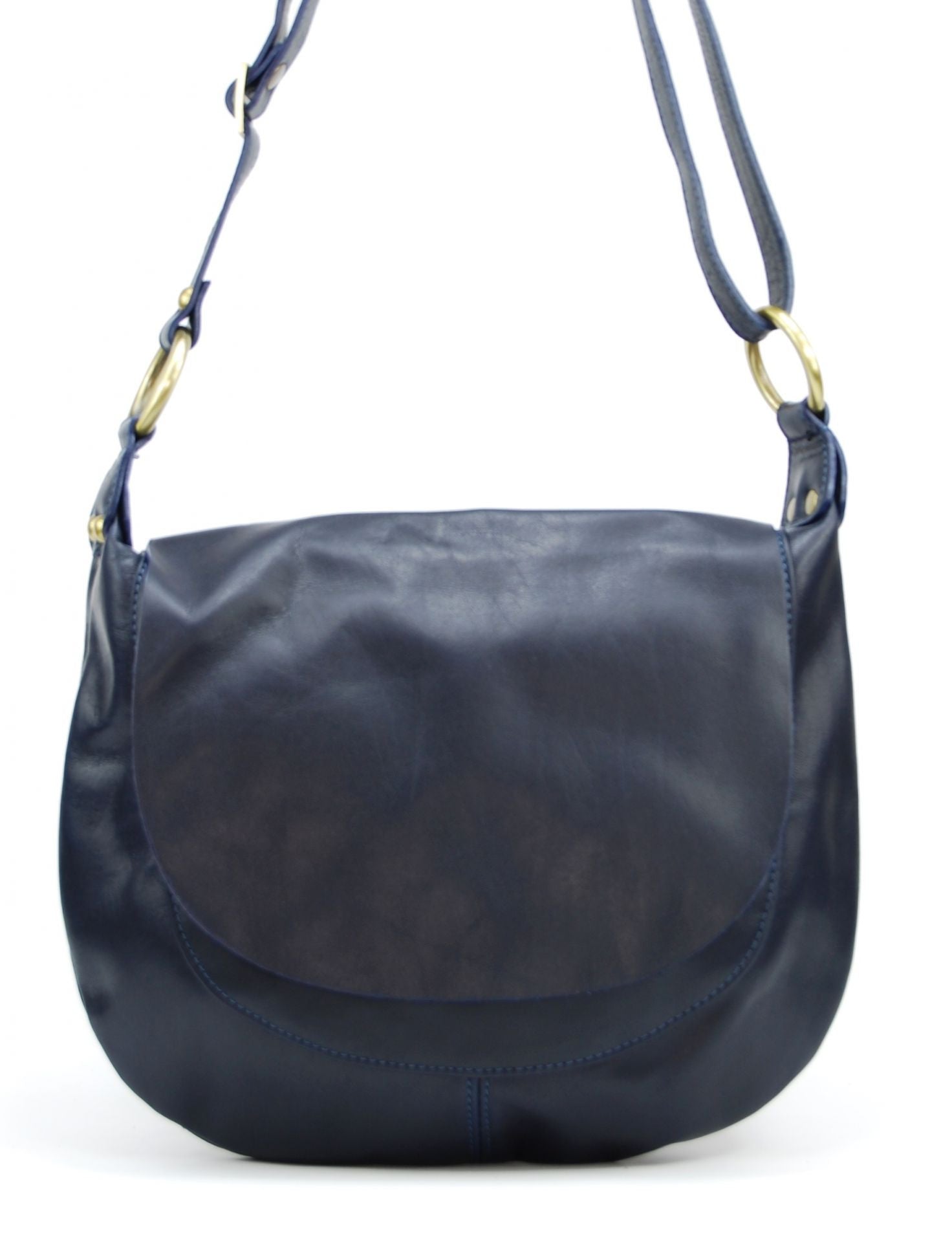 Sac besace en cuir lisse LITTLE PERLA Bleu marine