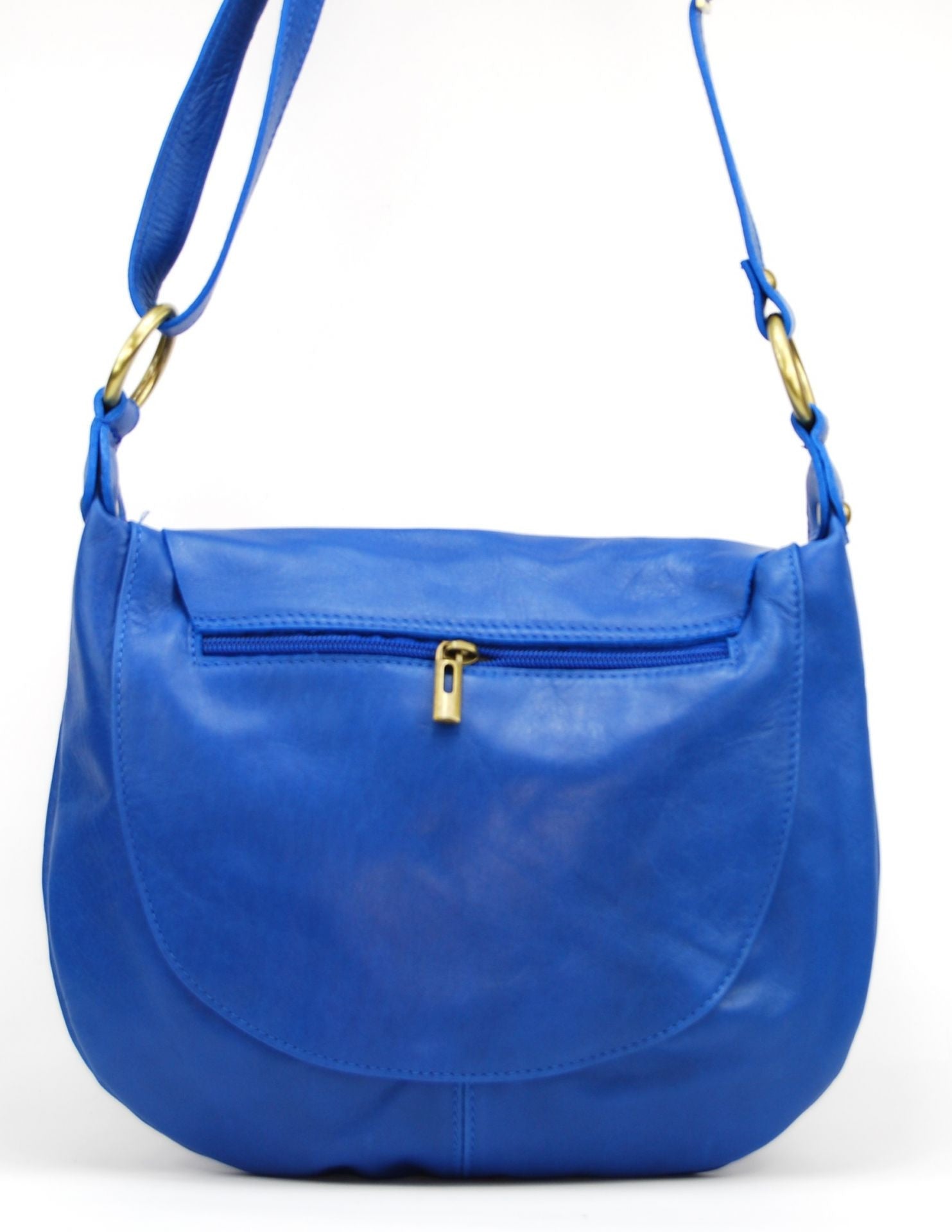 Sac besace en cuir lisse LITTLE PERLA Bleu roi