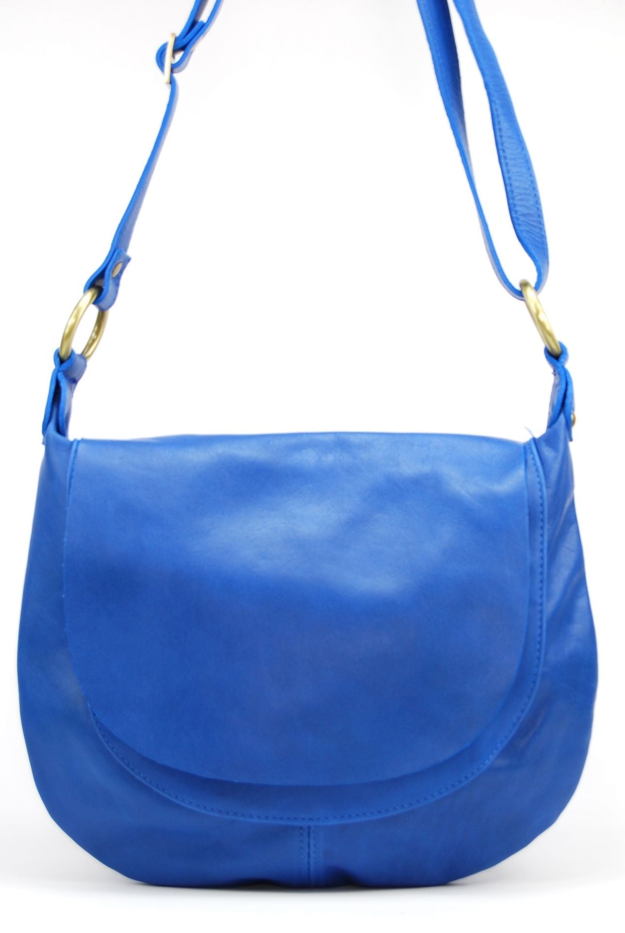 Sac besace en cuir lisse LITTLE PERLA Bleu roi