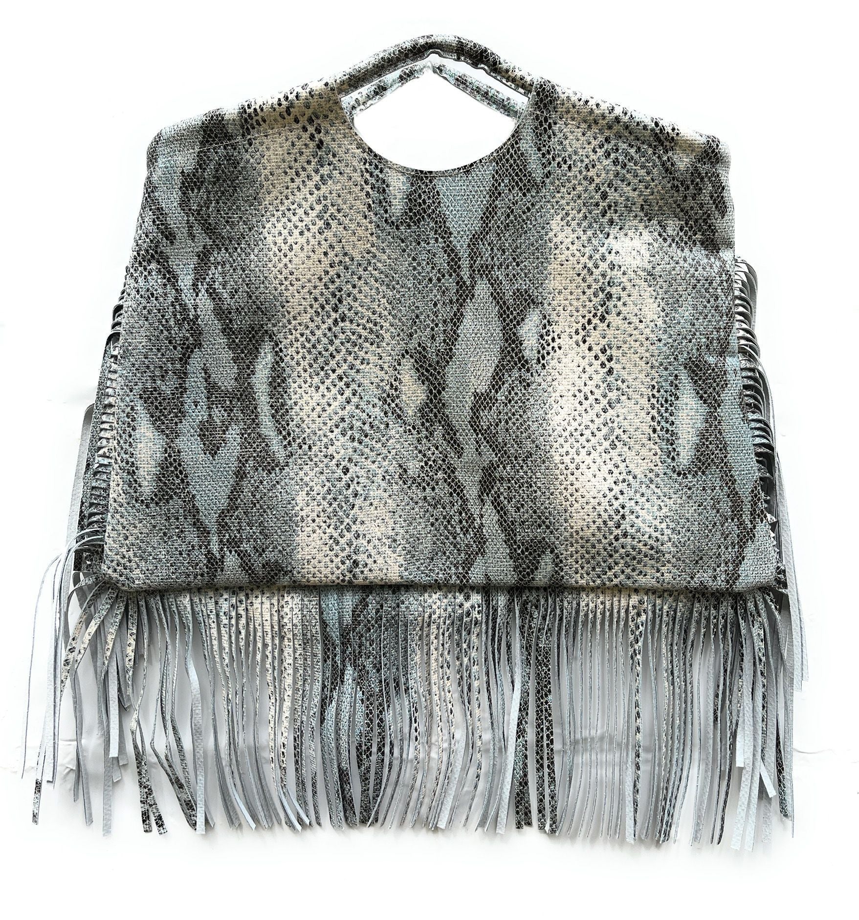 Maxi sac à main en cuir imprimé MAMBA Bleu pastel