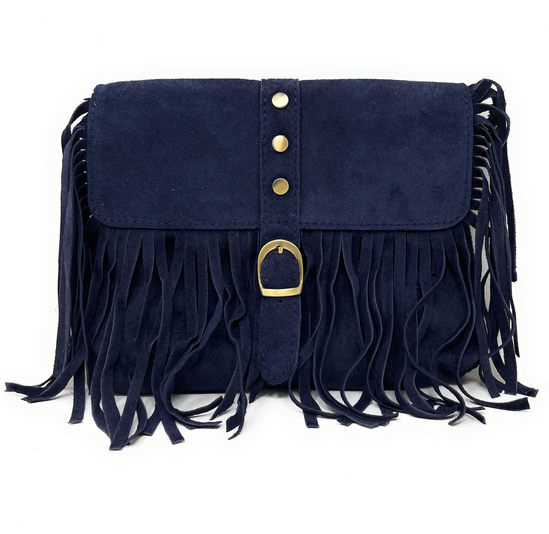 Sac à main en croûte de cuir PARAISO Bleu marine