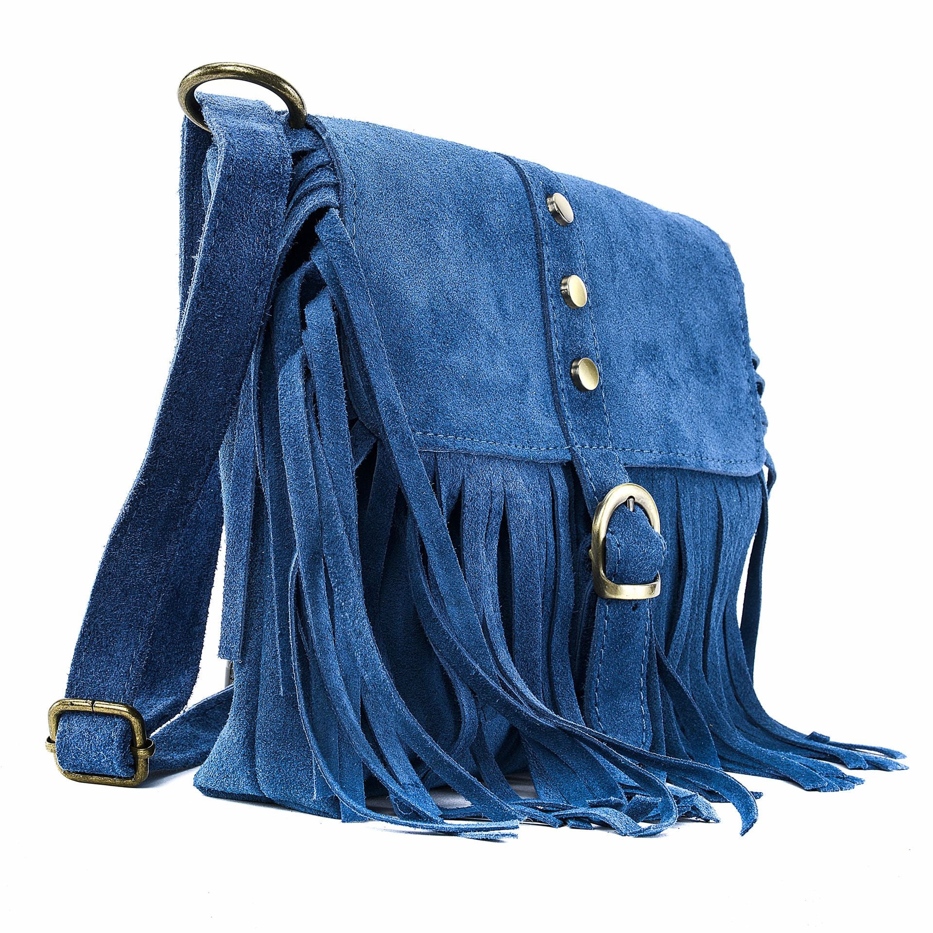 Sac à main en croûte de cuir PARAISO Bleu