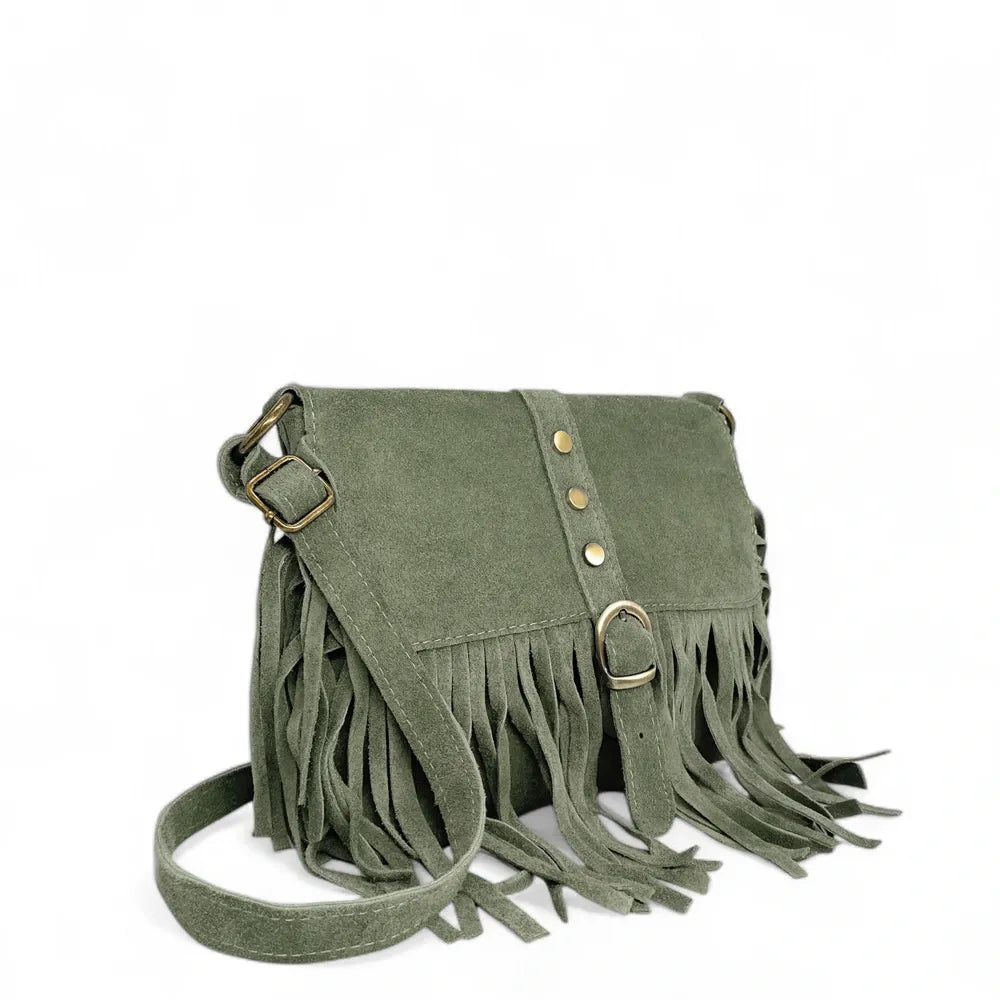 Sac à main en croûte de cuir PARAISO Vert amande