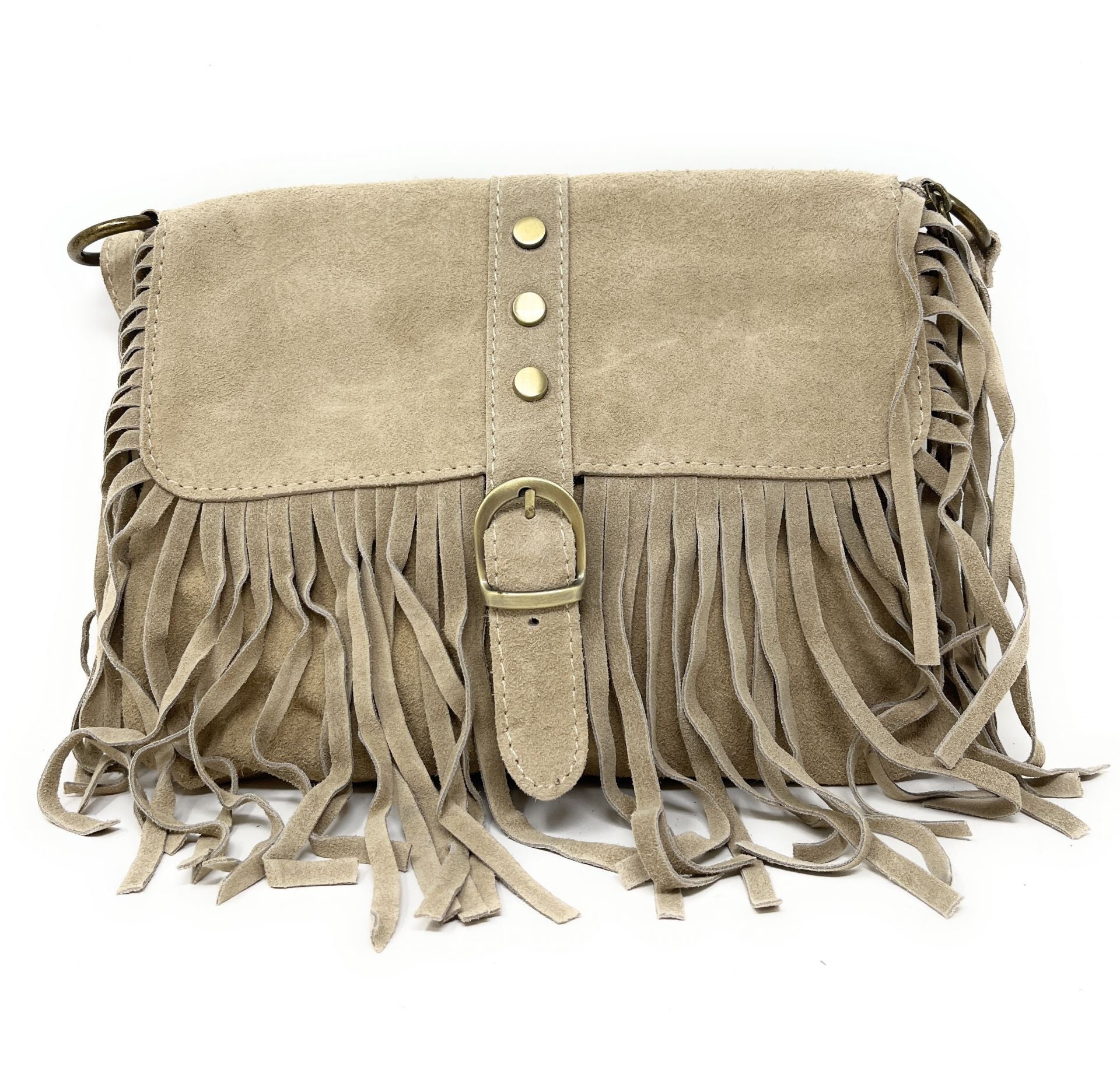 Sac à main en croûte de cuir PARAISO Taupe clair