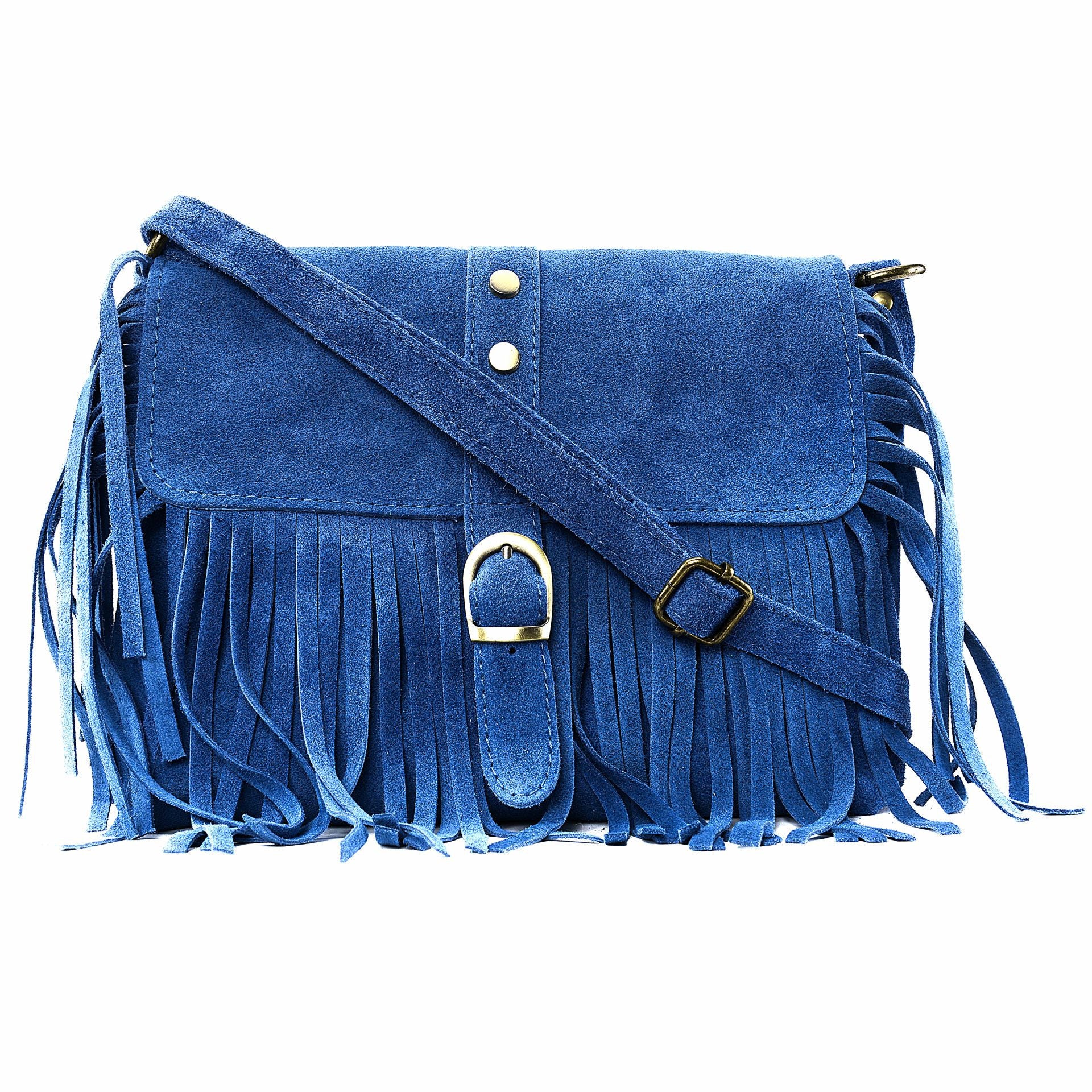 Sac à main en croûte de cuir PARAISO Bleu