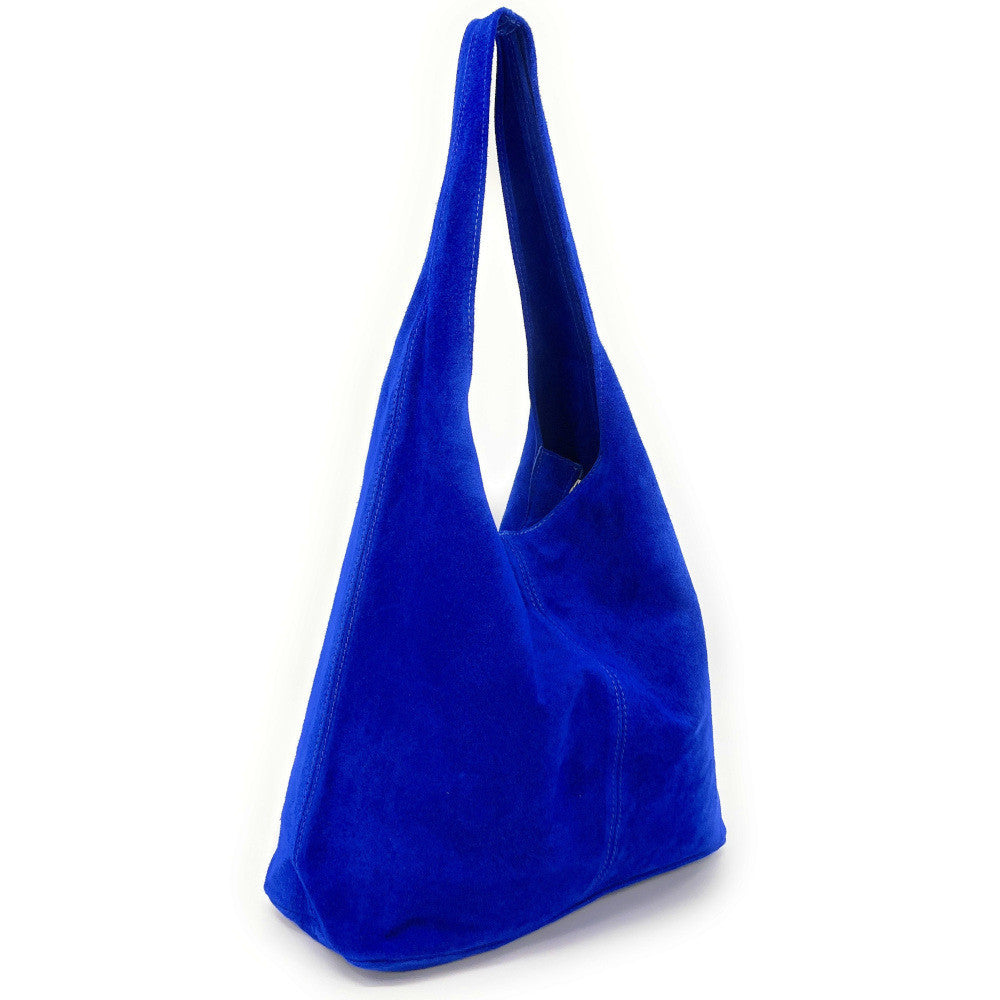 Sac à main de forme HOBO en croûte de cuir EVA Bleu roi
