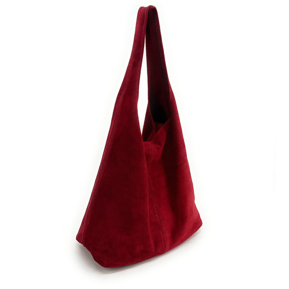 Sac à main de forme HOBO en croûte de cuir EVA Rouge foncé