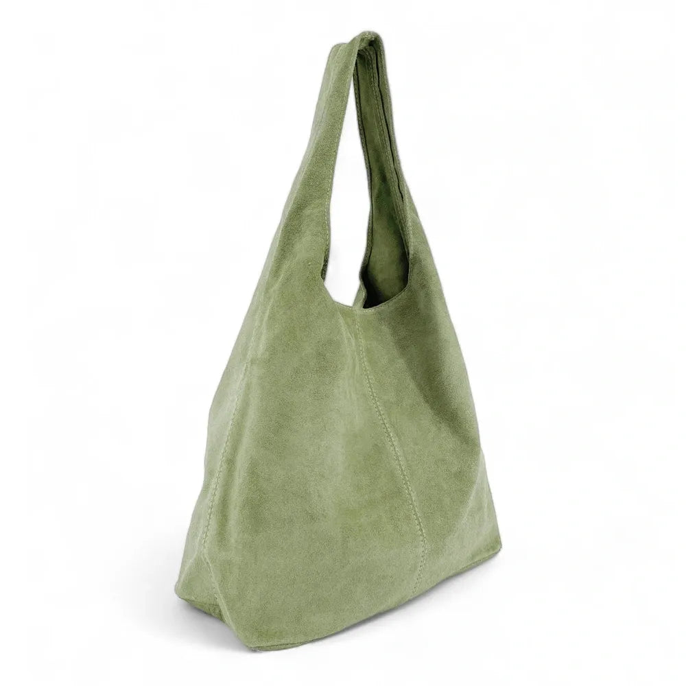 Sac à main de forme HOBO en croûte de cuir EVA Vert amande
