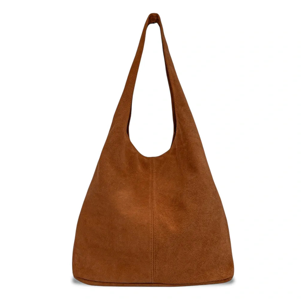 Sac à main de forme HOBO en croûte de cuir EVA Cannelle