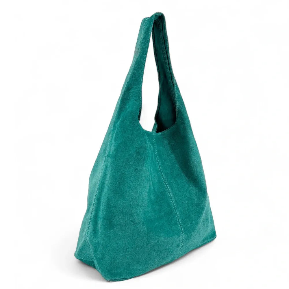 Sac à main de forme HOBO en croûte de cuir EVA Bleu des mers du sud