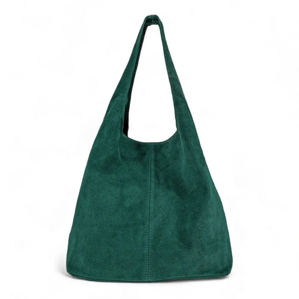 Sac à main de forme HOBO en croûte de cuir EVA vert canard