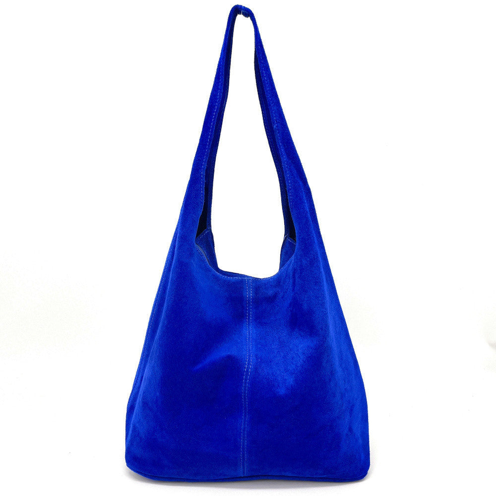 Sac à main de forme HOBO en croûte de cuir EVA Bleu roi
