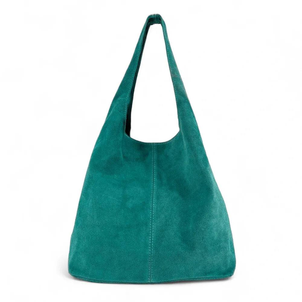 Sac à main de forme HOBO en croûte de cuir EVA Bleu des mers du sud