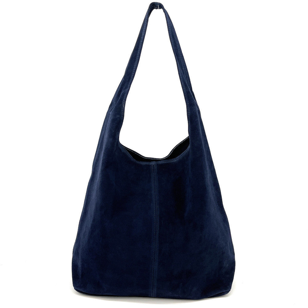 Sac à main de forme HOBO en croûte de cuir EVA Bleu marine