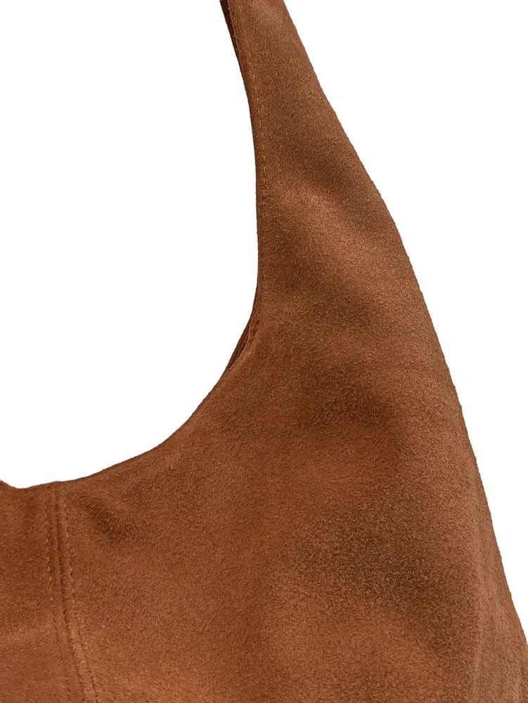Sac à main de forme HOBO en croûte de cuir EVA Cannelle