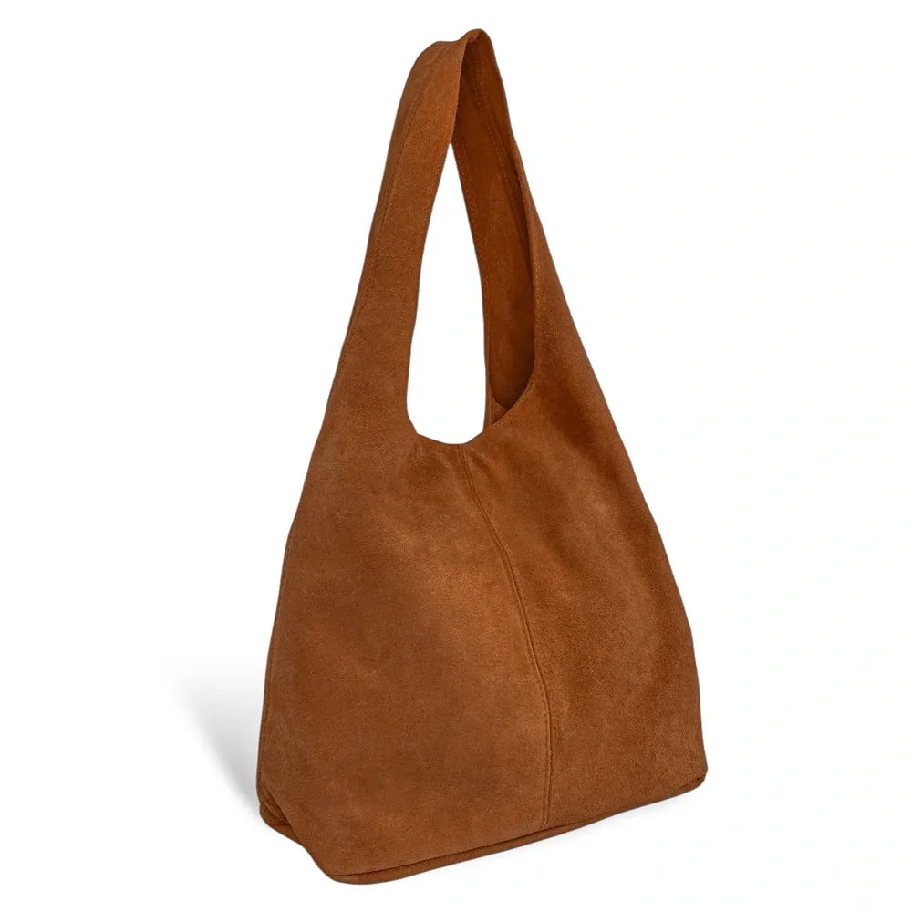 Sac à main de forme HOBO en croûte de cuir EVA Cannelle