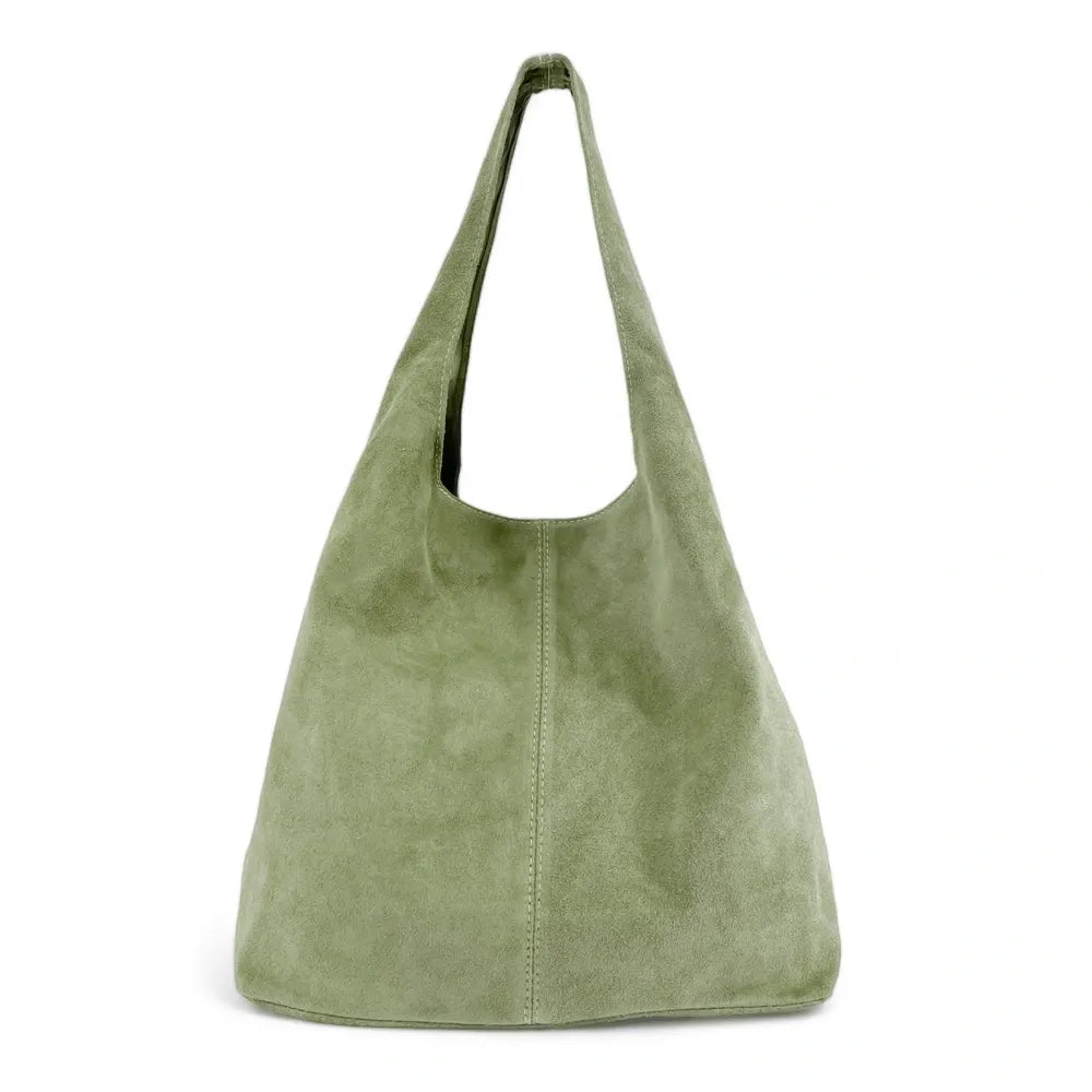 Sac à main de forme HOBO en croûte de cuir EVA Vert amande