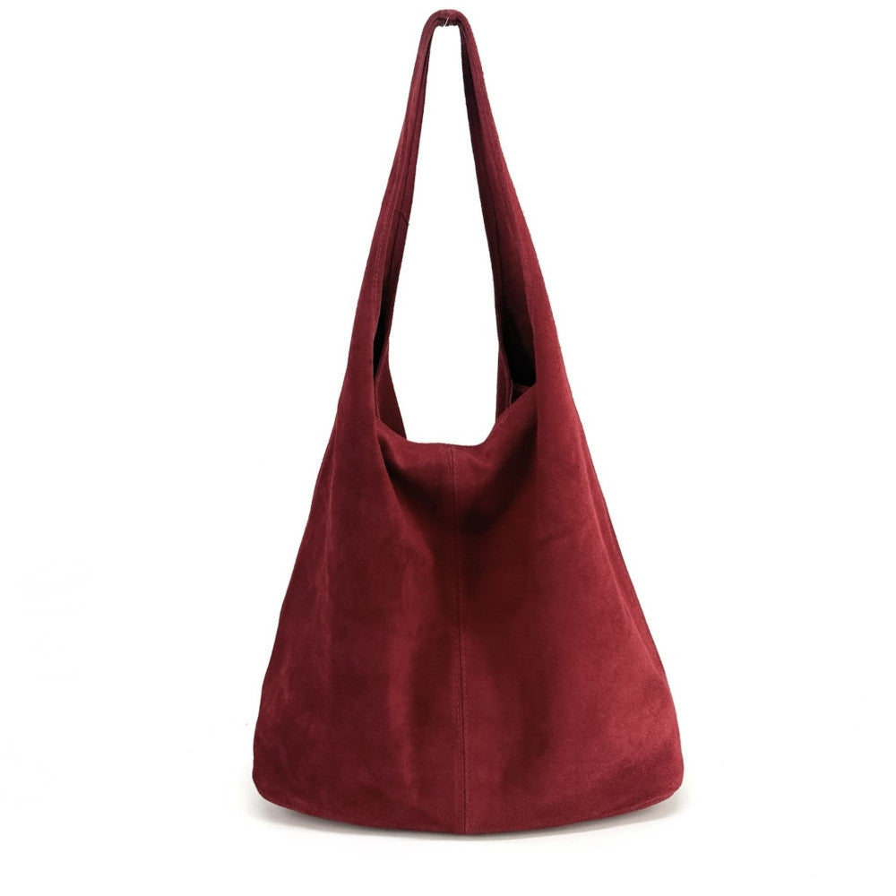 Sac à main de forme HOBO en croûte de cuir EVA Rouge foncé