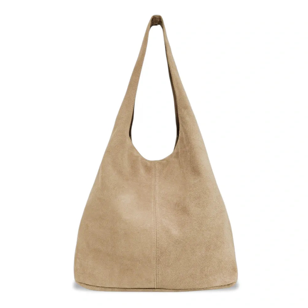 Sac à main de forme HOBO en croûte de cuir EVA Taupe clair