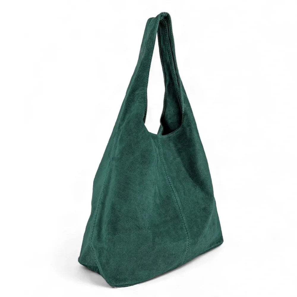 Sac à main de forme HOBO en croûte de cuir EVA vert canard