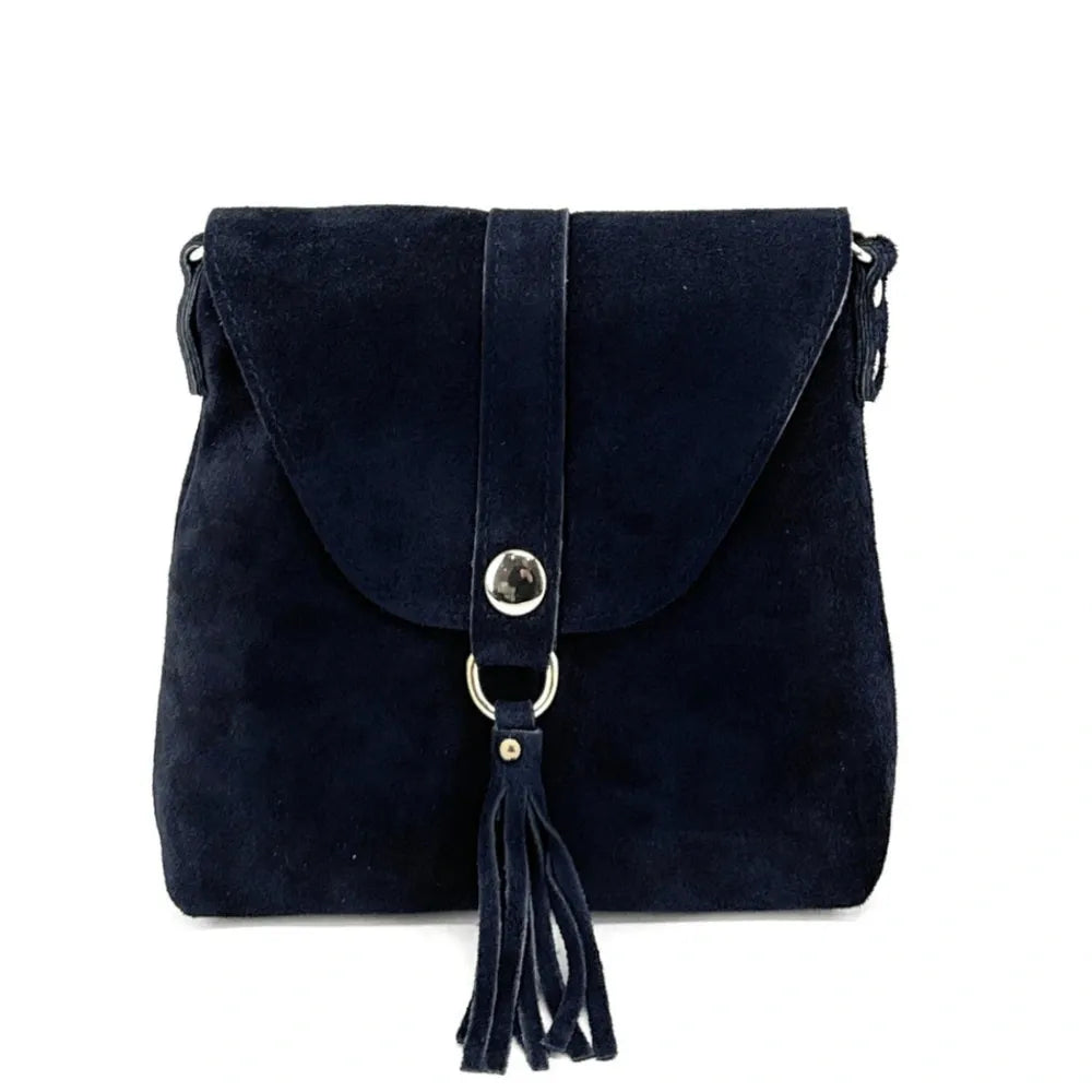 Sac besace en croûte de cuir KIONA Bleu marine