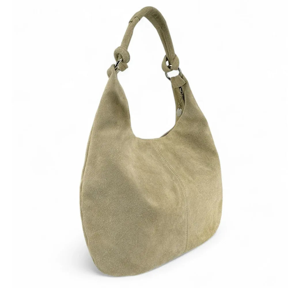 Sac à main en croûte de cuir LOVE Taupe clair