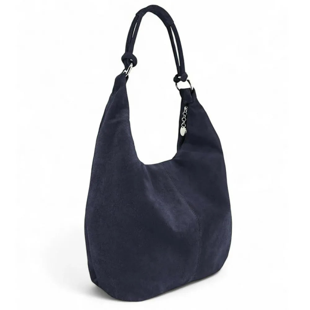 Sac à main en croûte de cuir LOVE Bleu marine