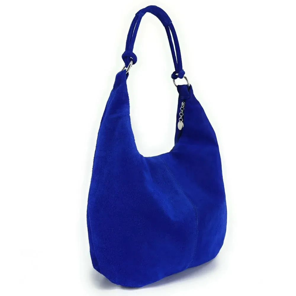 Sac à main en croûte de cuir LOVE Bleu roi