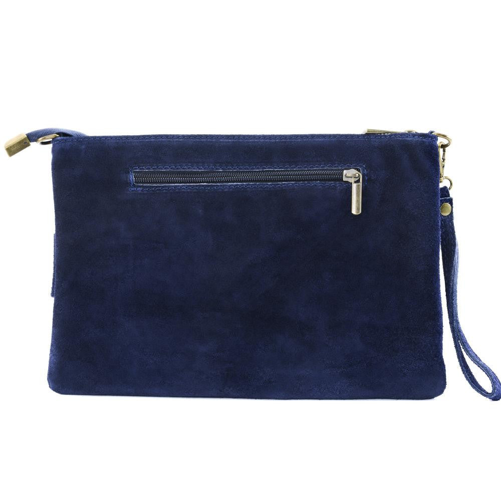 Sac pochette en croûte de cuir PERTH Bleu marine