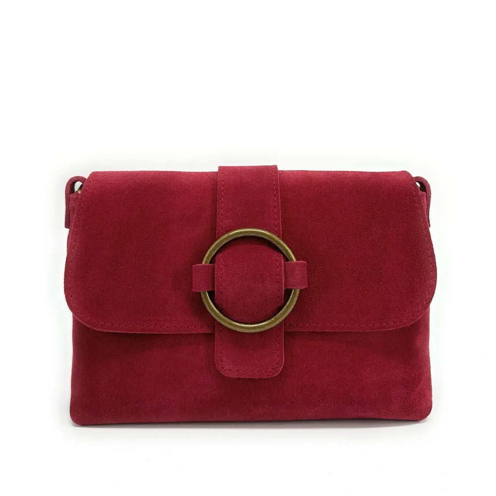 Sac à main en croûte de cuir VERONE SUEDE Rouge foncé