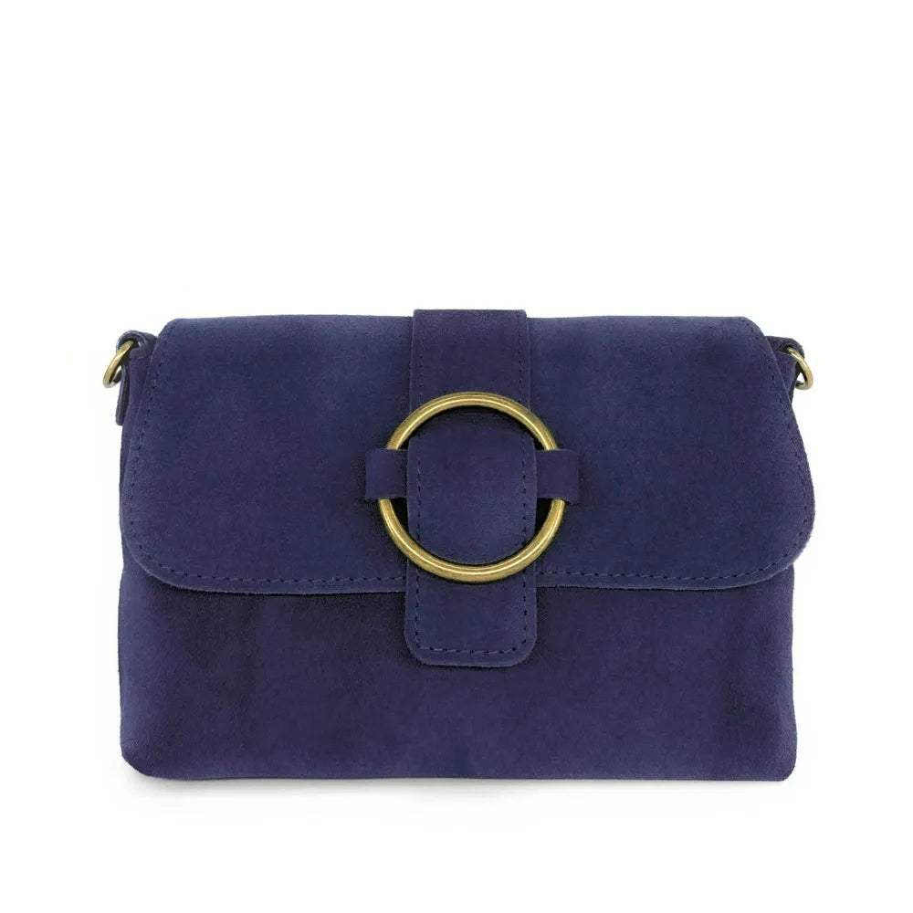 Sac à main en croûte de cuir VERONE SUEDE Bleu profond