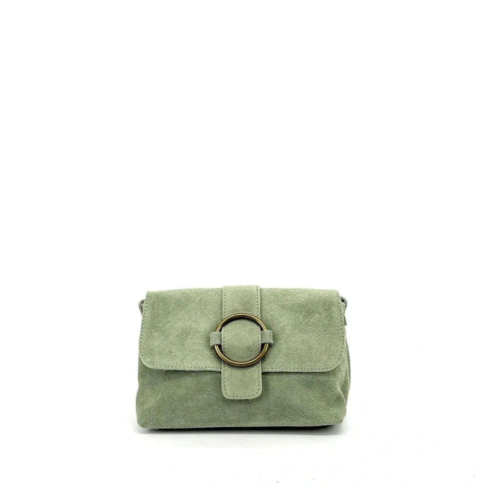 Sac à main en croûte de cuir VERONE SUEDE Vert amande