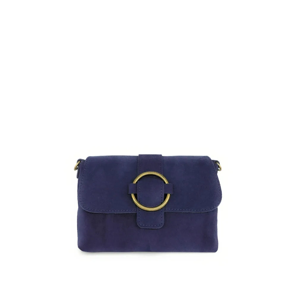 Sac à main en croûte de cuir VERONE SUEDE Bleu profond