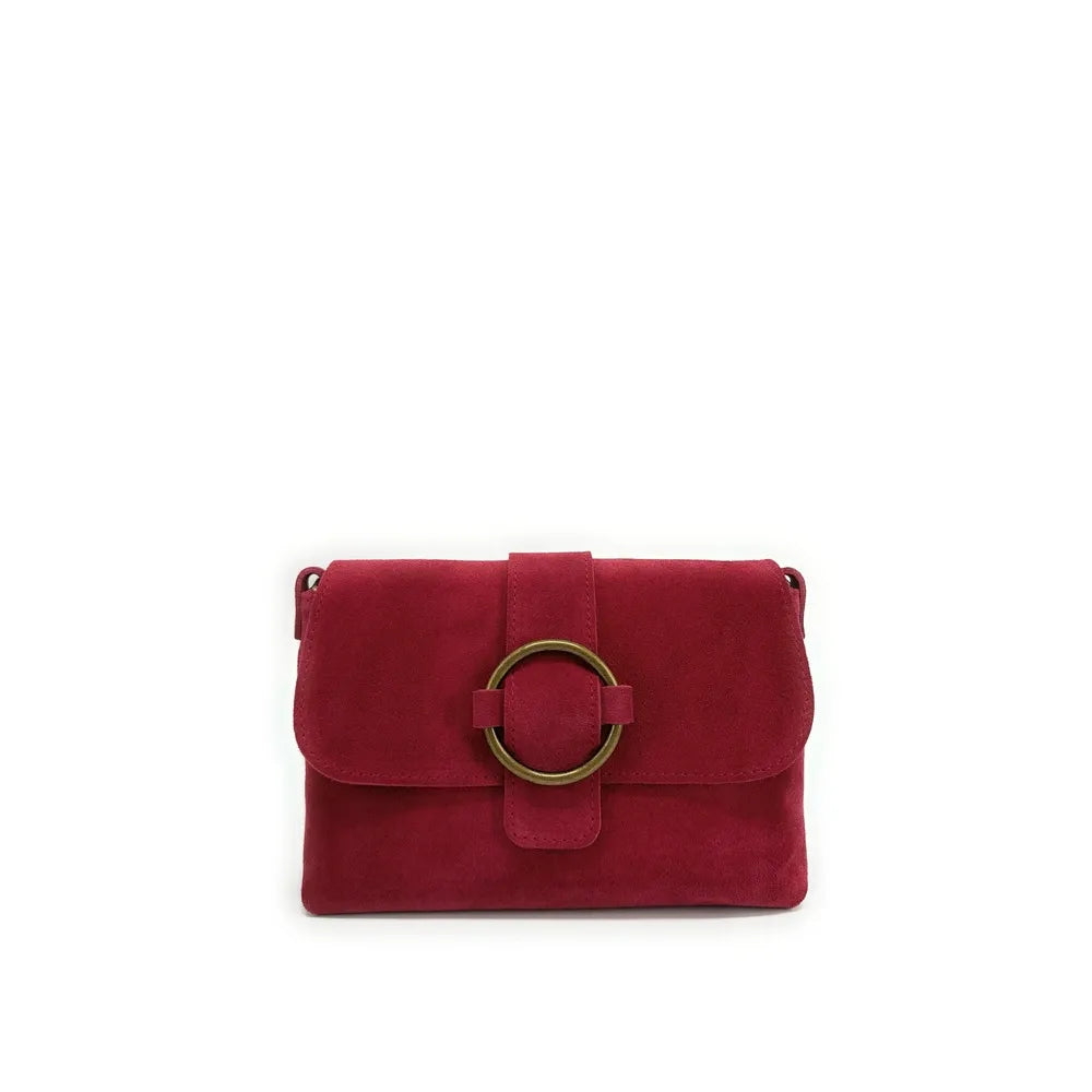 Sac à main en croûte de cuir VERONE SUEDE Rouge foncé