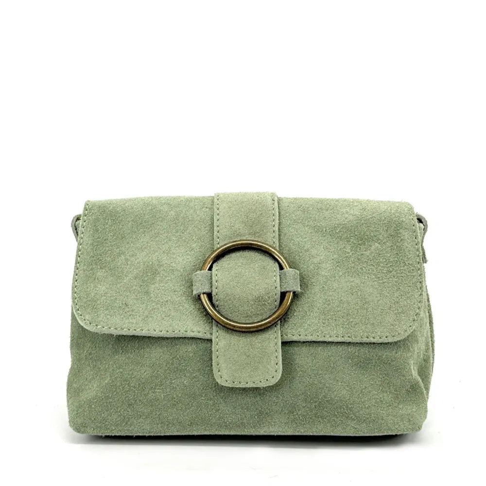 Sac à main en croûte de cuir VERONE SUEDE Vert amande