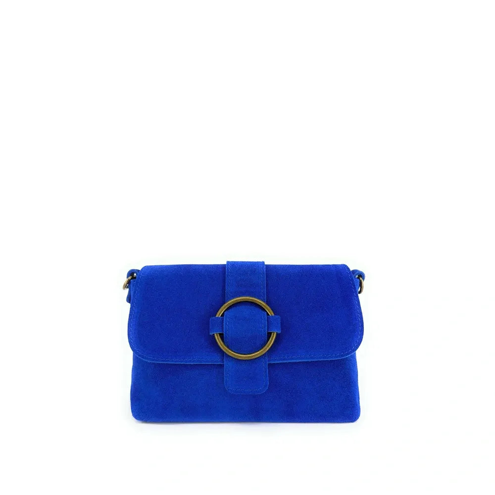 Sac à main en croûte de cuir VERONE SUEDE Bleu roi