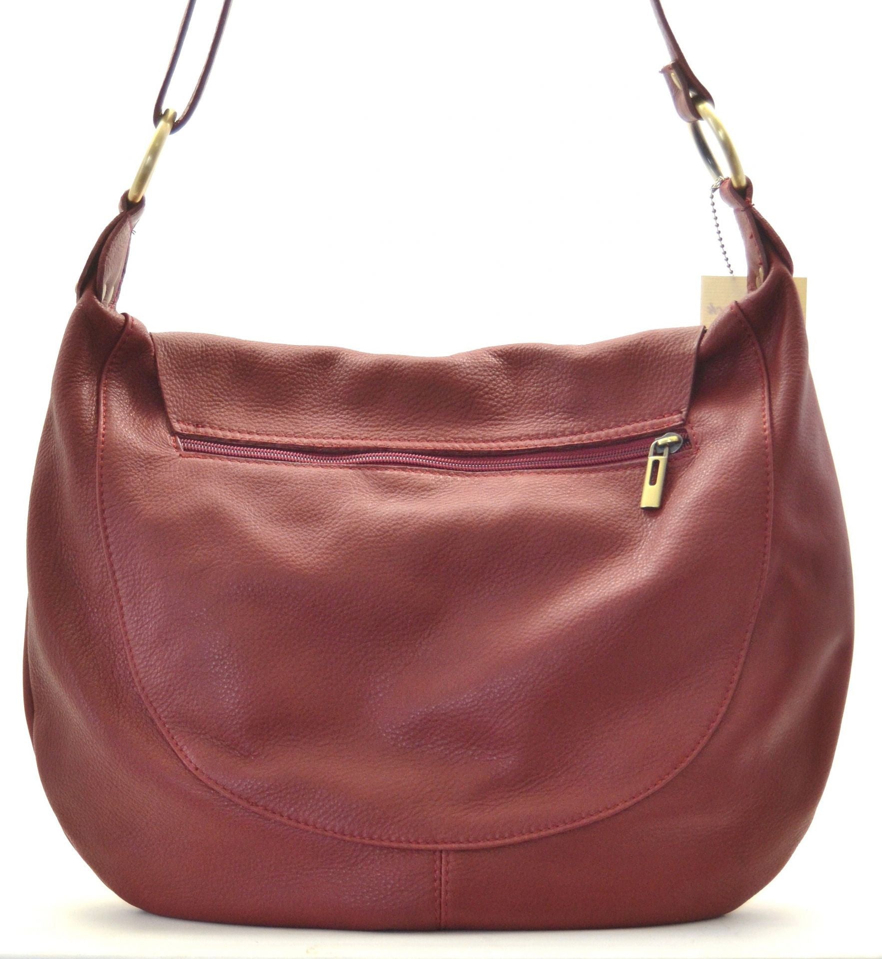 Sac besace en cuir lisse PERLA Rouge foncé