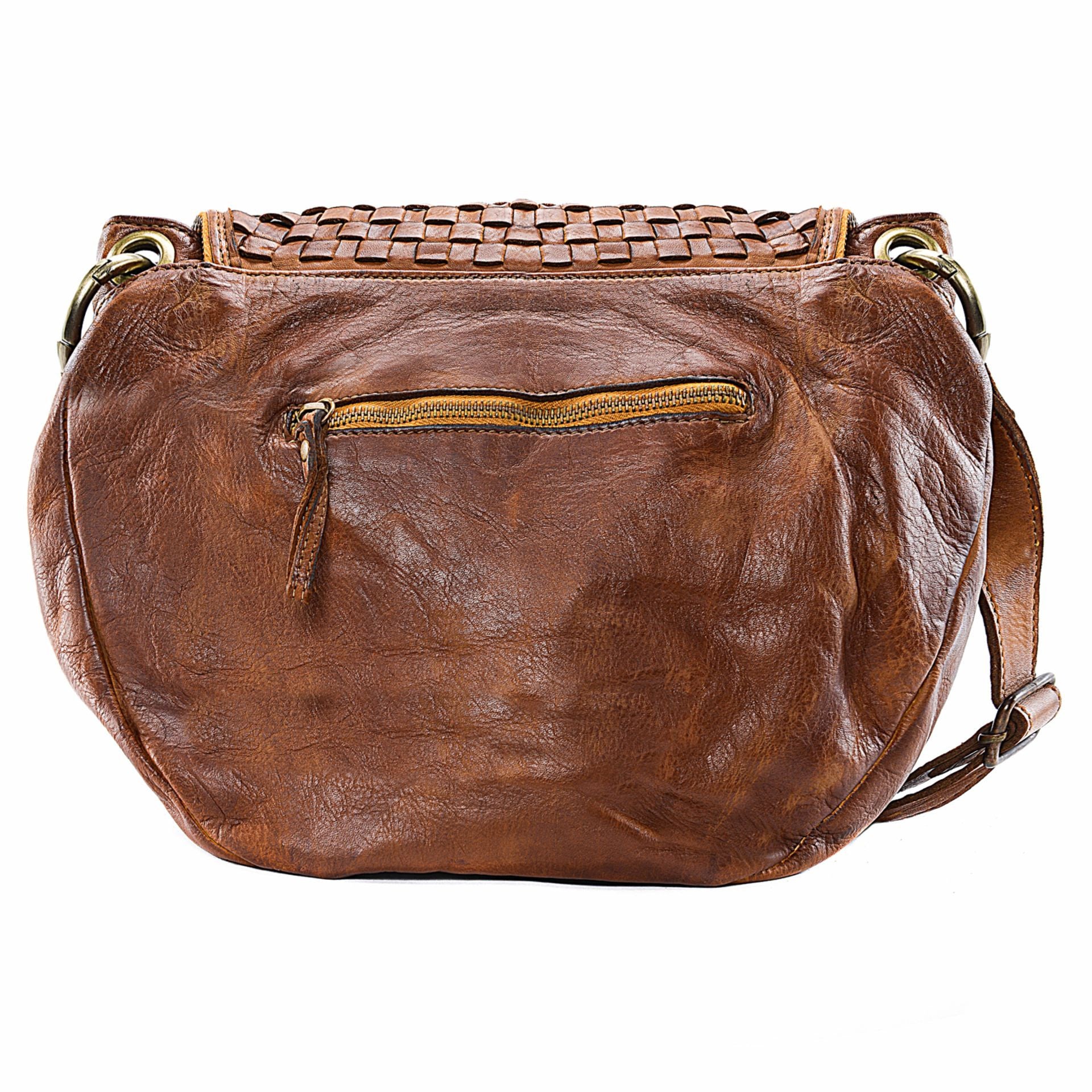 Sac besace en cuir vintage MISS BAYE Cognac