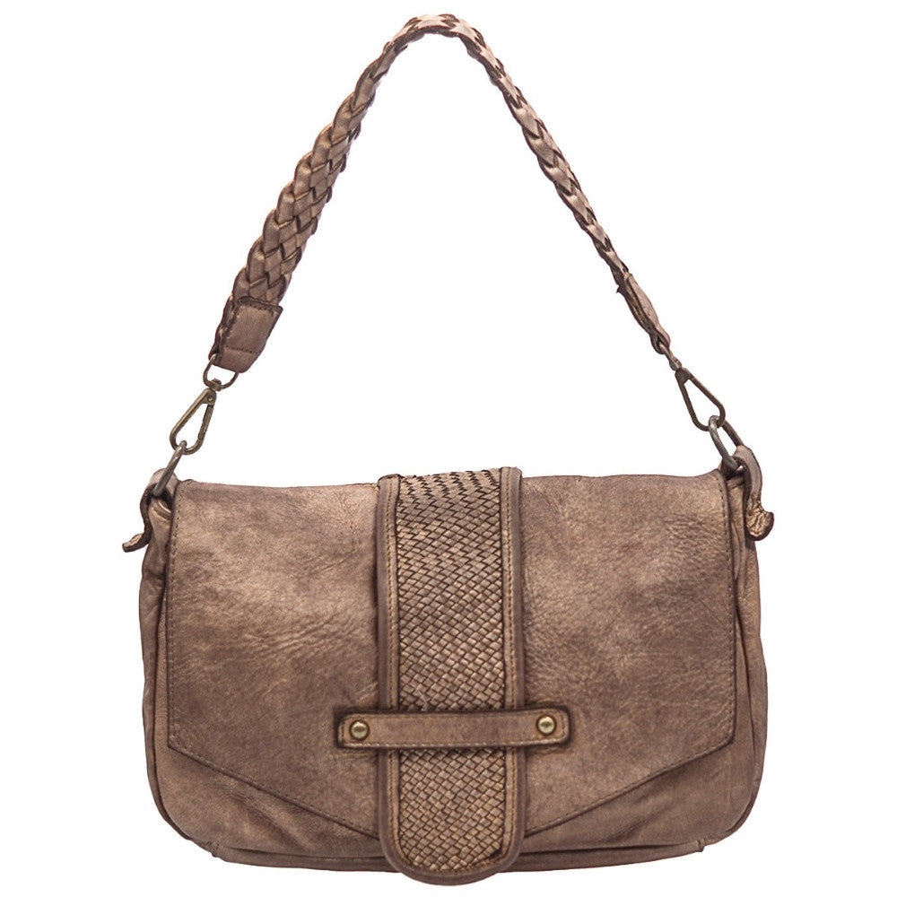 Sac à main en cuir vintage MISS LOIS Bronze